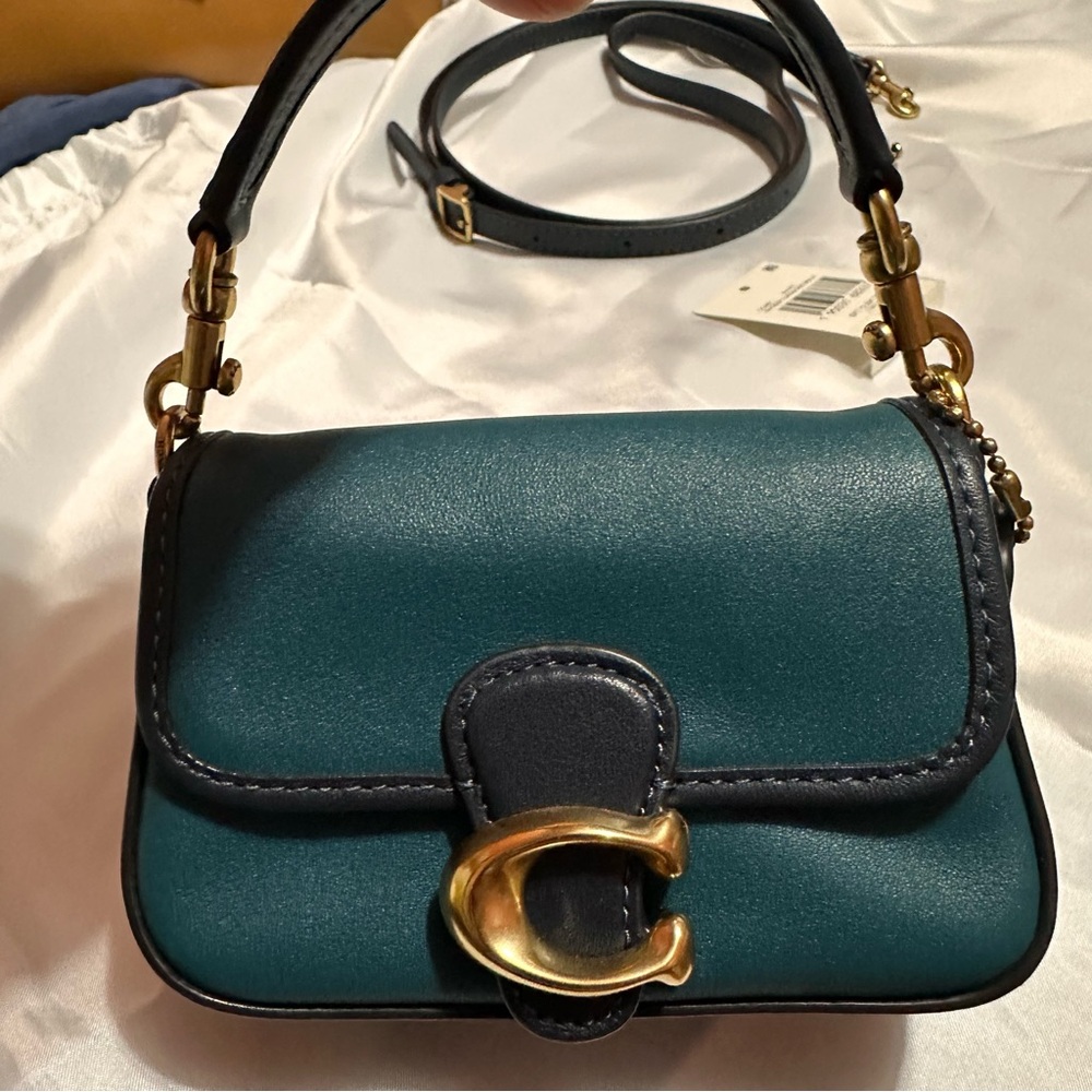 Coach soft tabby 13 colourblock turquoise brass
